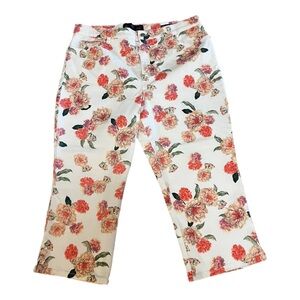 Gloria Vanderbilt “Amanda” Floral Print Cropped Jeans Sz 16 Waist 17” Inseam 21”